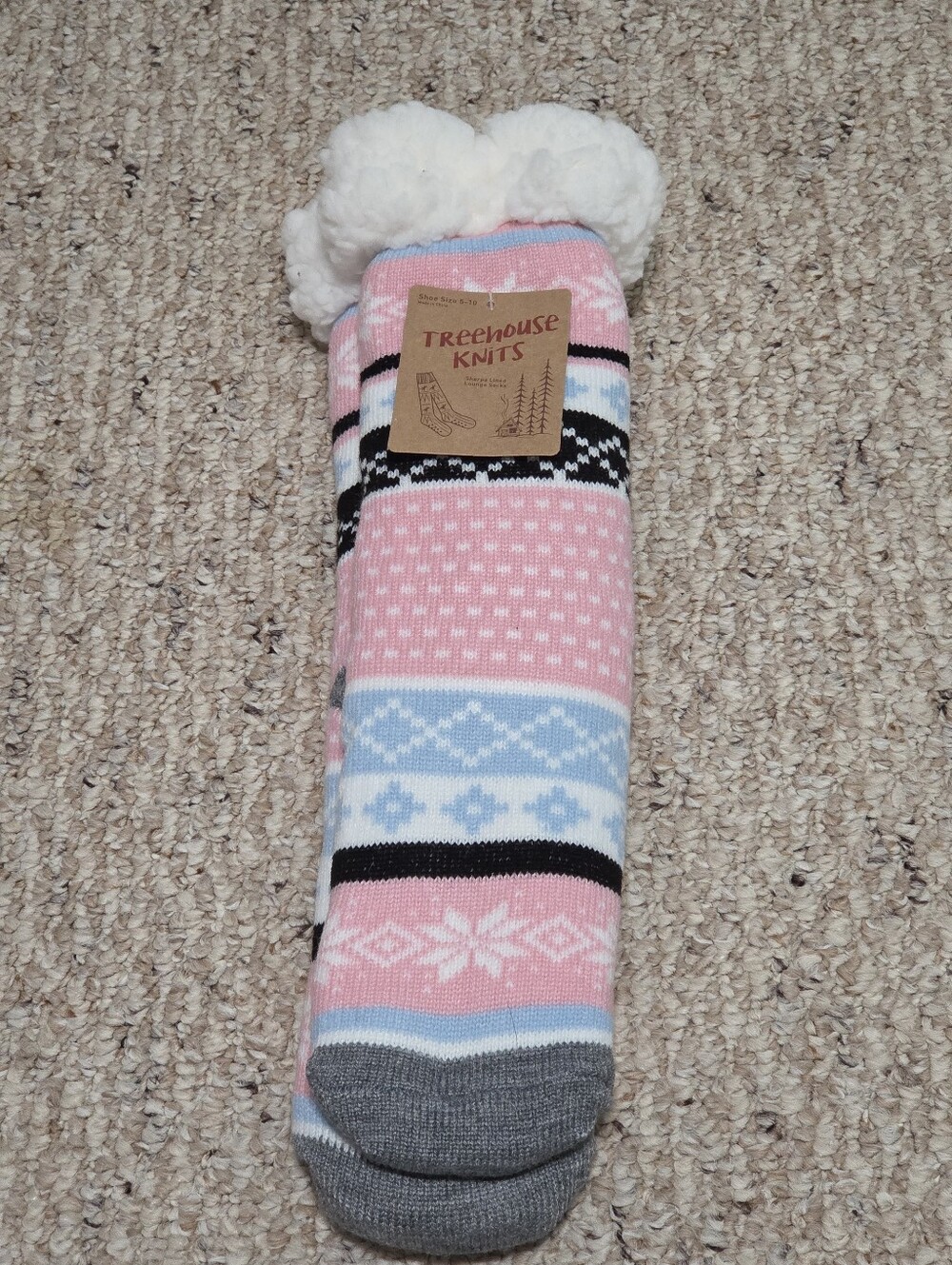 Women's Pink Sherpa Lined Lounge Socks